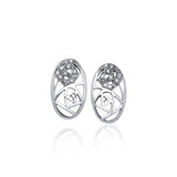 Abstract Elegance Silver Post Earrings with Gems TER1182 - Jewelry