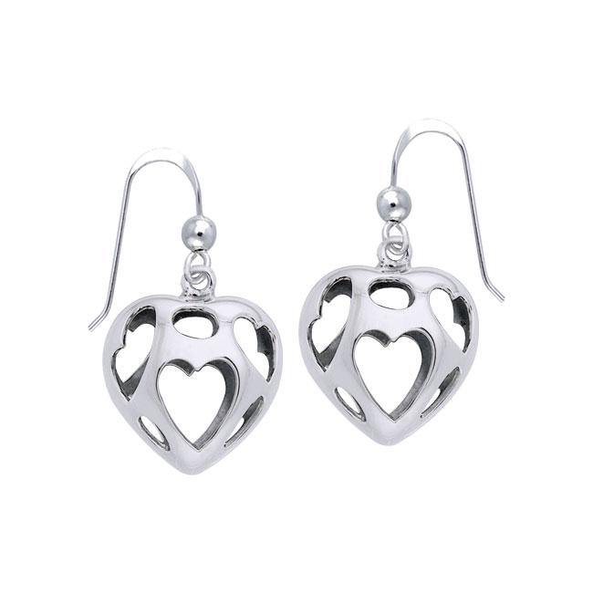 Bold Filigree Heart Silver Earrings TER1220 - Jewelry