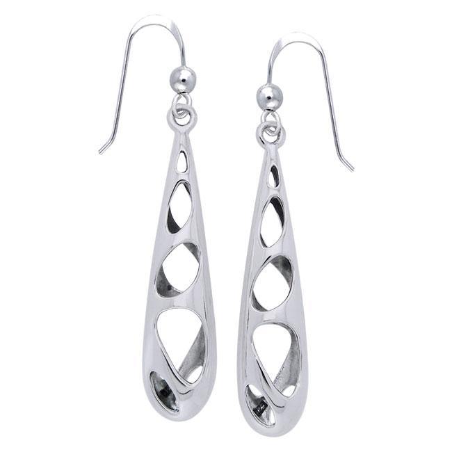 Bold Filigree Long Silver Earrings TER1223 - Jewelry