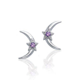 Crescent Moon and Star Gemstone Post Earrings TER1229 - Jewelry