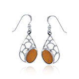 Teardrop Shape Silver Earrings with Gemstone TER1246 - Jewelry