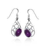 Teardrop Shape Silver Earrings with Gemstone TER1246 - Jewelry