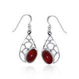 Teardrop Shape Silver Earrings with Gemstone TER1246 - Jewelry