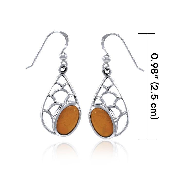 Teardrop Shape Silver Earrings with Gemstone TER1246 - Jewelry