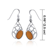Teardrop Shape Silver Earrings with Gemstone TER1246 - Jewelry