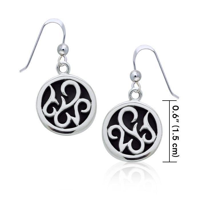 Round Silver Earrings with Inlay Stone TER1262 - Jewelry