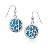 Round Silver Earrings with Inlay Stone TER1262 - Jewelry