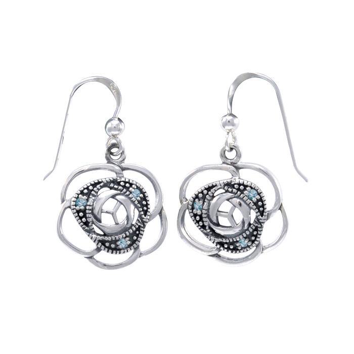 Blooming Rose Silver Earrings with Gems TER1265 - Jewelry