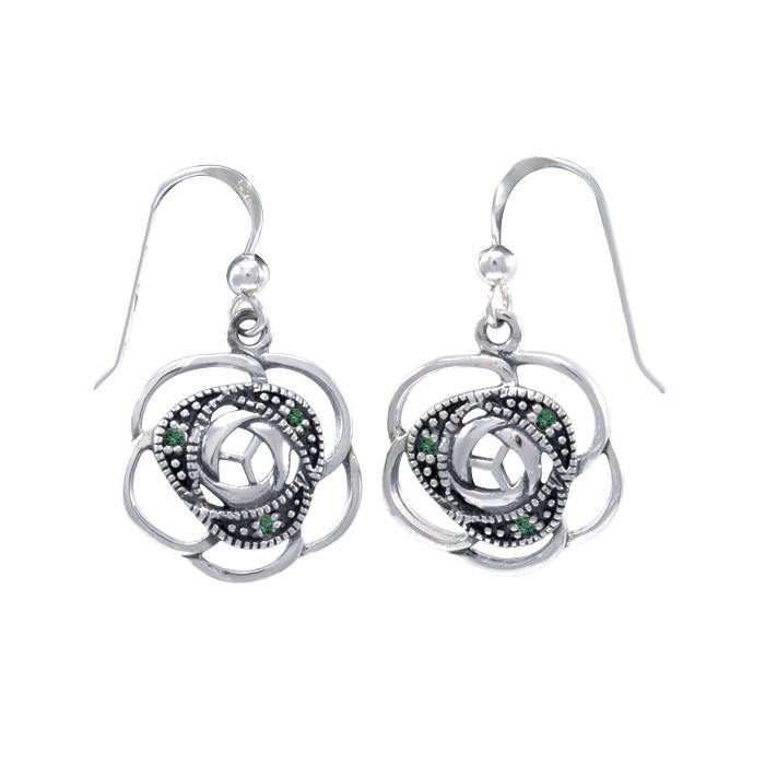 Blooming Rose Silver Earrings with Gems TER1265 - Jewelry