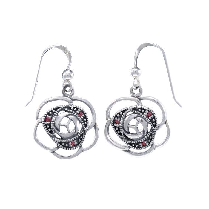 Blooming Rose Silver Earrings with Gems TER1265 - Jewelry