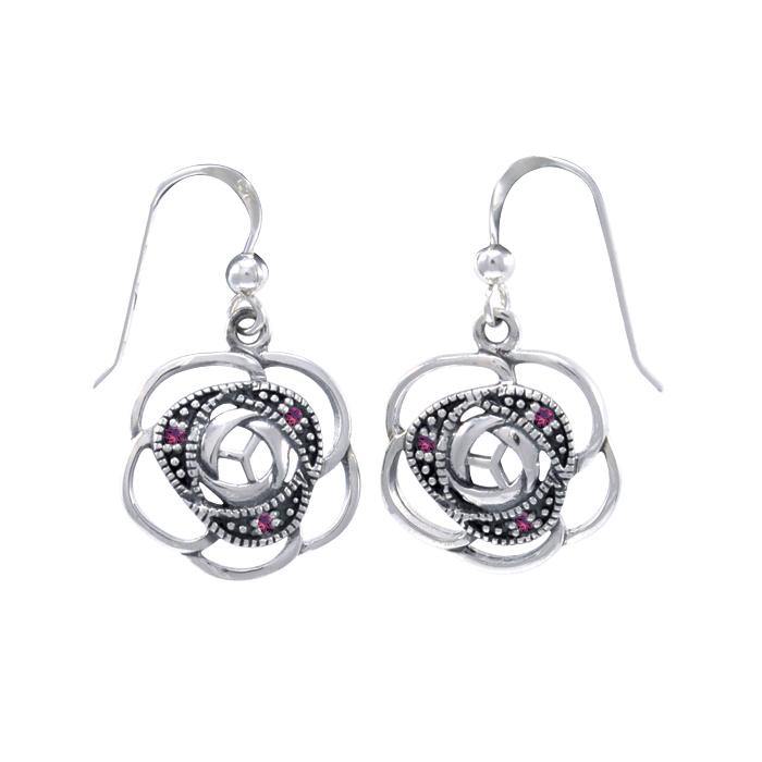 Blooming Rose Silver Earrings with Gems TER1265 - Jewelry