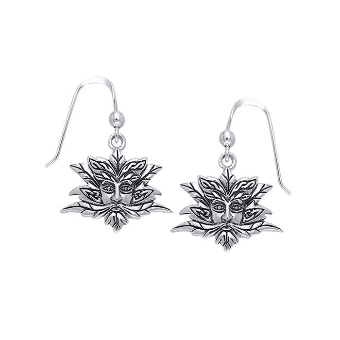 Green Man Silver Earrings TER128 - Jewelry