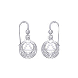 Recovery Symbol with Celtic Design Sterling Silver Earrings TER1376