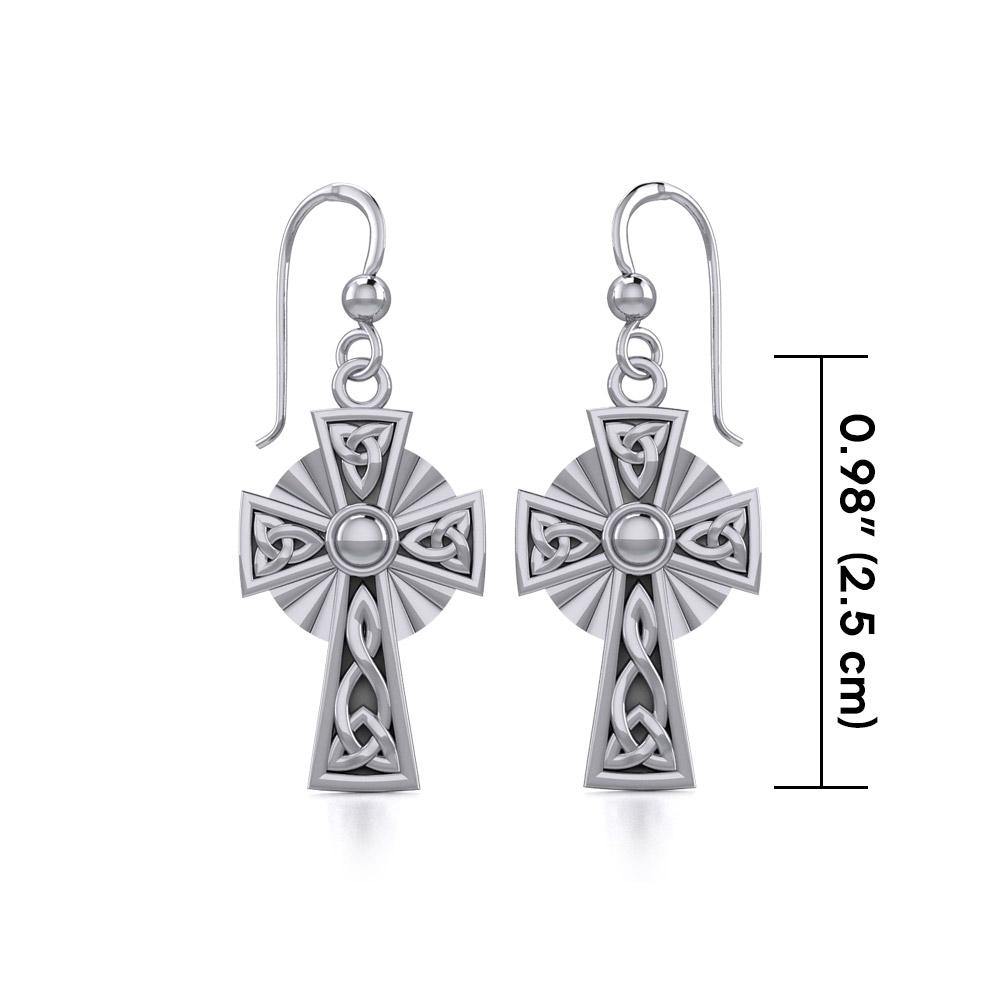 Modern Celtic Cross Silver Earrings TER1381 - Jewelry