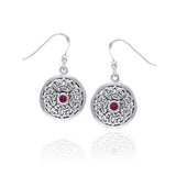 Celtic Flower Sterling Silver with Gemstone Earrings TER1387