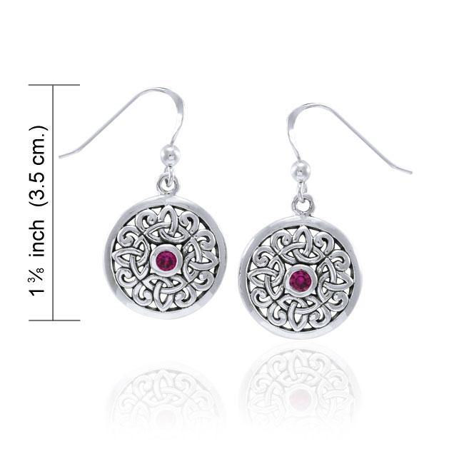 Celtic Flower with Gemstone Silver Earrings TER1387 - Jewelry