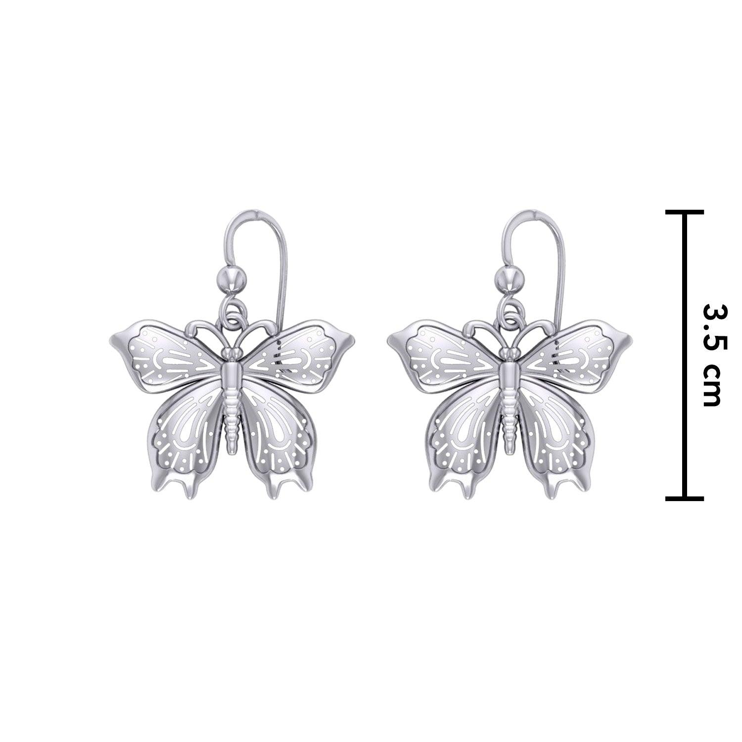Chasing butterflies in beauty and grace ~ Sterling Silver Jewelry Butterfly Hook Earrings TER1553 - Jewelry
