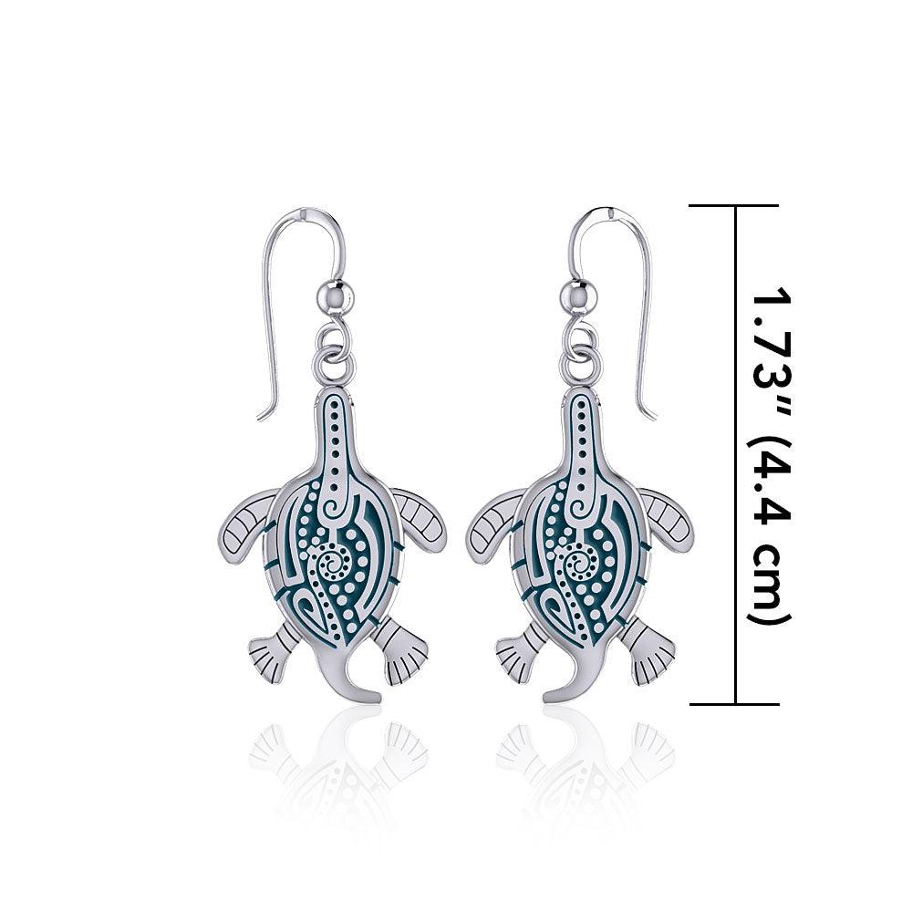 Aboriginal Turtle Silver Earrings TER1561 - Jewelry