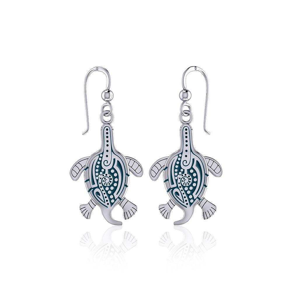 Aboriginal Turtle Silver Earrings TER1561 - Jewelry
