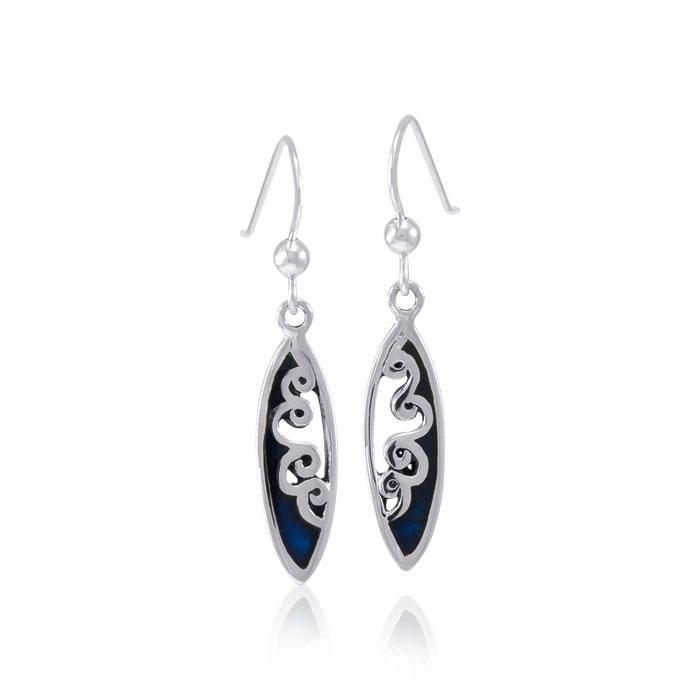 Ocean Wave Inlaid Surfboard Earrings TER1598 - Jewelry