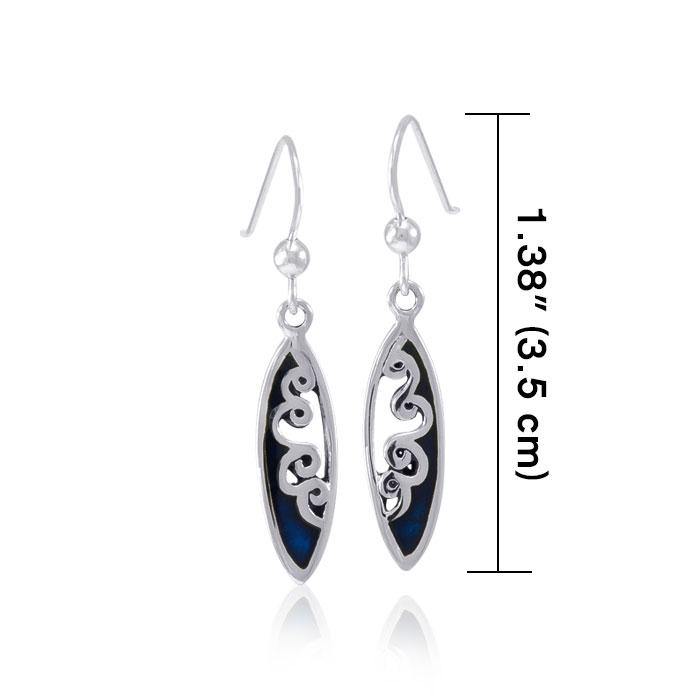Ocean Wave Inlaid Surfboard Earrings TER1598 - Jewelry