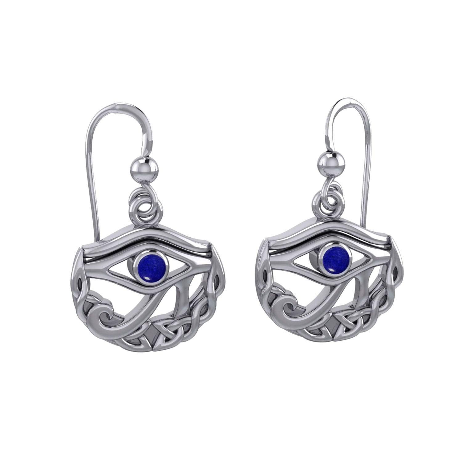 Eye of Horus with Celtic Knot Crescent Moon Silver Earrings TER1600 - Jewelry