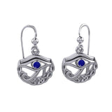 Eye of Horus with Celtic Knot Crescent Moon Silver Earrings TER1600 - Jewelry