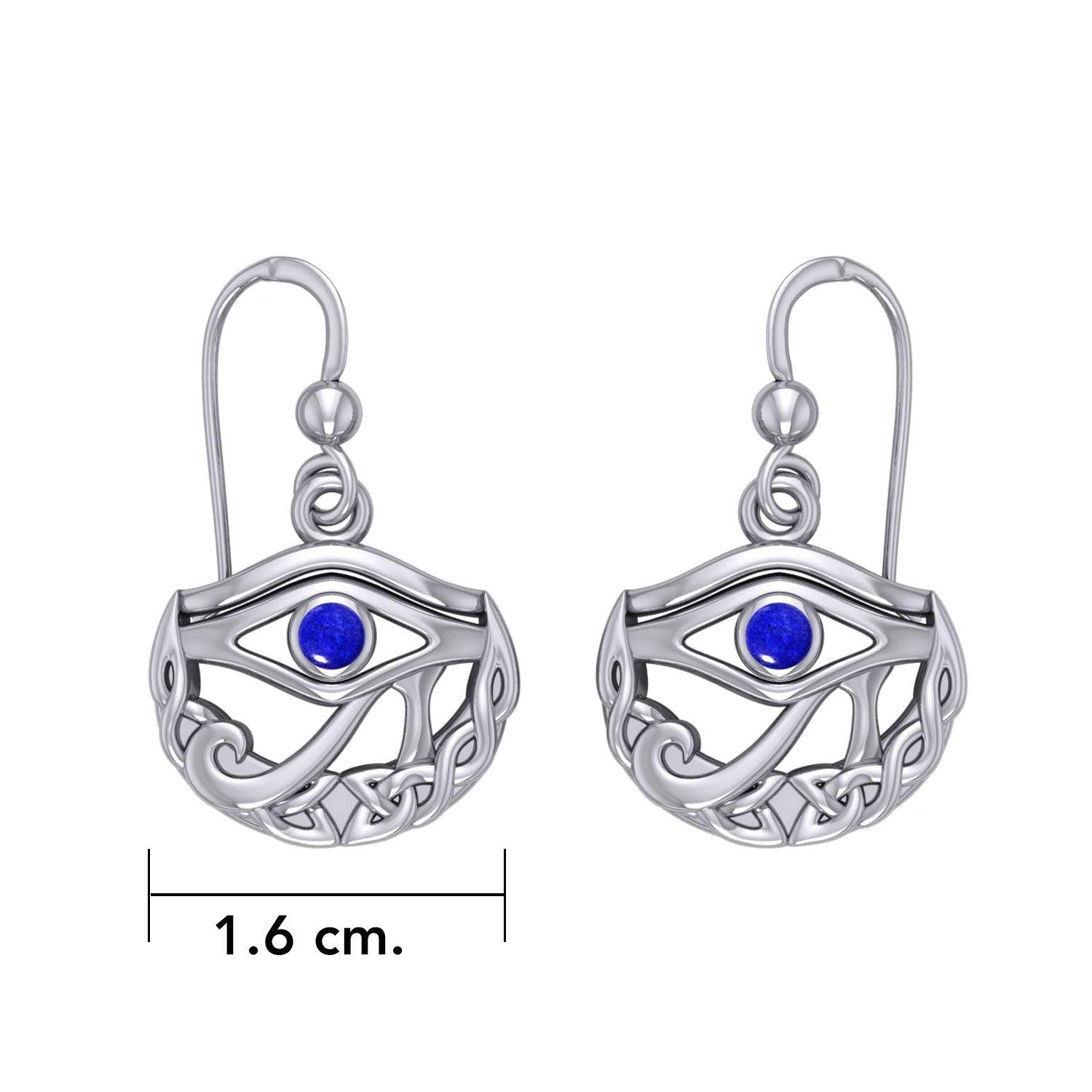 Eye of Horus with Celtic Knot Crescent Moon Silver Earrings TER1600 - Jewelry