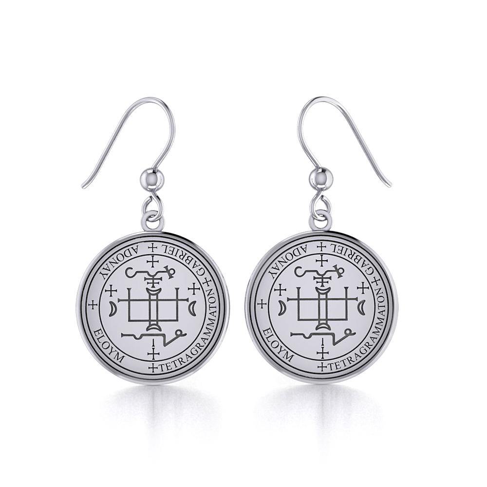 Archangel Gabriel Sigil Small Silver Earring TER1630 - Jewelry