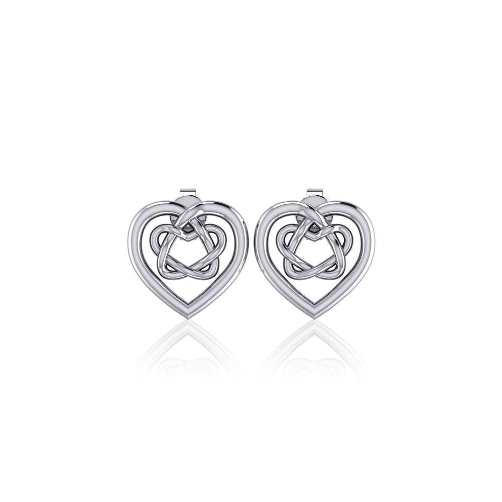 Small Celtic Heart Silver Post Earrings TER1748 - Jewelry