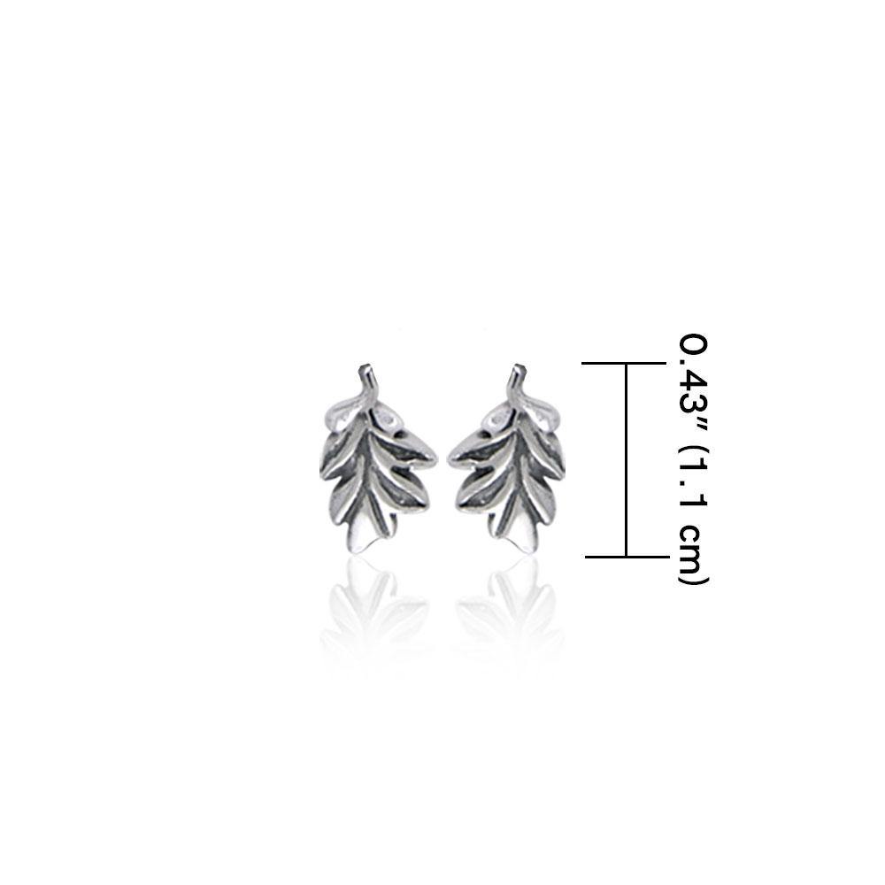 Oak Leaves Silver Post Earrings TER1753 - Jewelry