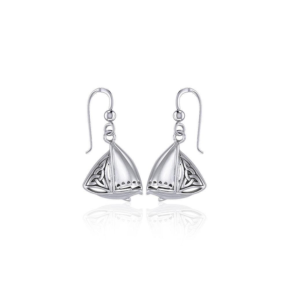 Celtic Knots Silver Sailboat Hook Earrings TER1760 - Jewelry