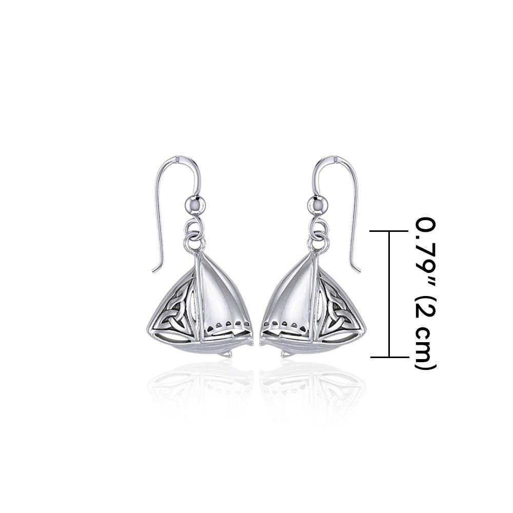 Celtic Knots Silver Sailboat Hook Earrings TER1760 - Jewelry