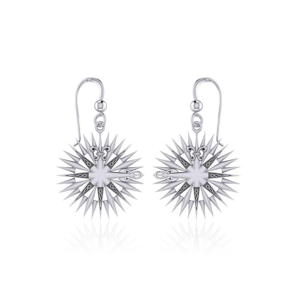 Wonderful Celtic Compass Rose Silver Earrings TER1765 - Jewelry