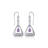 Celtic Knot Silver Earrings with Dangling Gemstone TER1794 - Jewelry