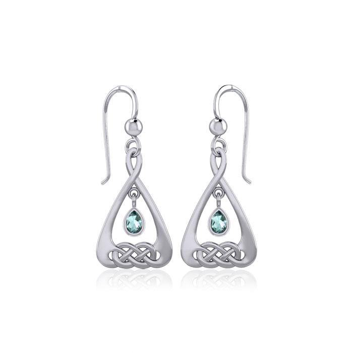 Celtic Knot Silver Earrings with Dangling Gemstone TER1794 - Jewelry