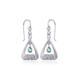 Celtic Knot Silver Earrings with Dangling Gemstone TER1794 - Jewelry