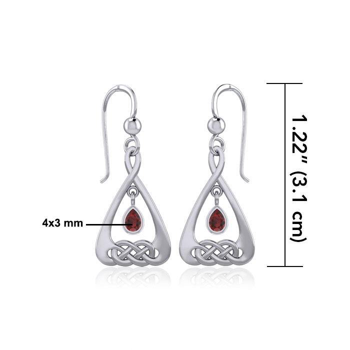 Celtic Knot Silver Earrings with Dangling Gemstone TER1794 - Jewelry
