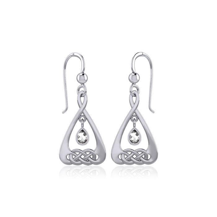 Celtic Knot Silver Earrings with Dangling Gemstone TER1794 - Jewelry