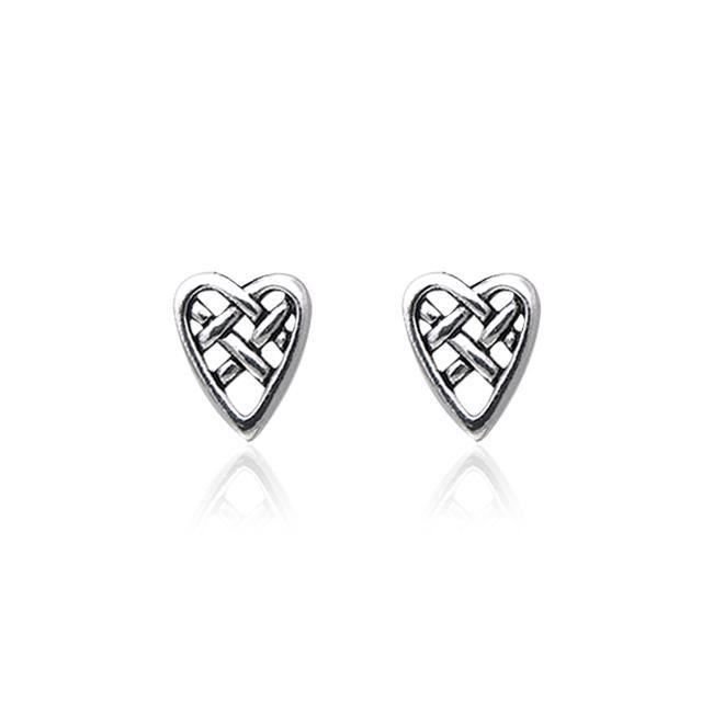 Celtic Knotwork Heart Silver Post Earrings TER1805 - Jewelry