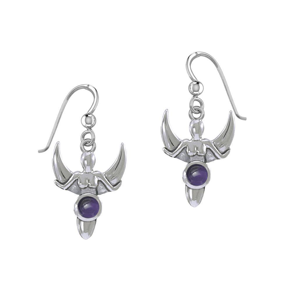 Goddess with Crescent Moon Silver Earrings with Gemstone TER1829 - Jewelry