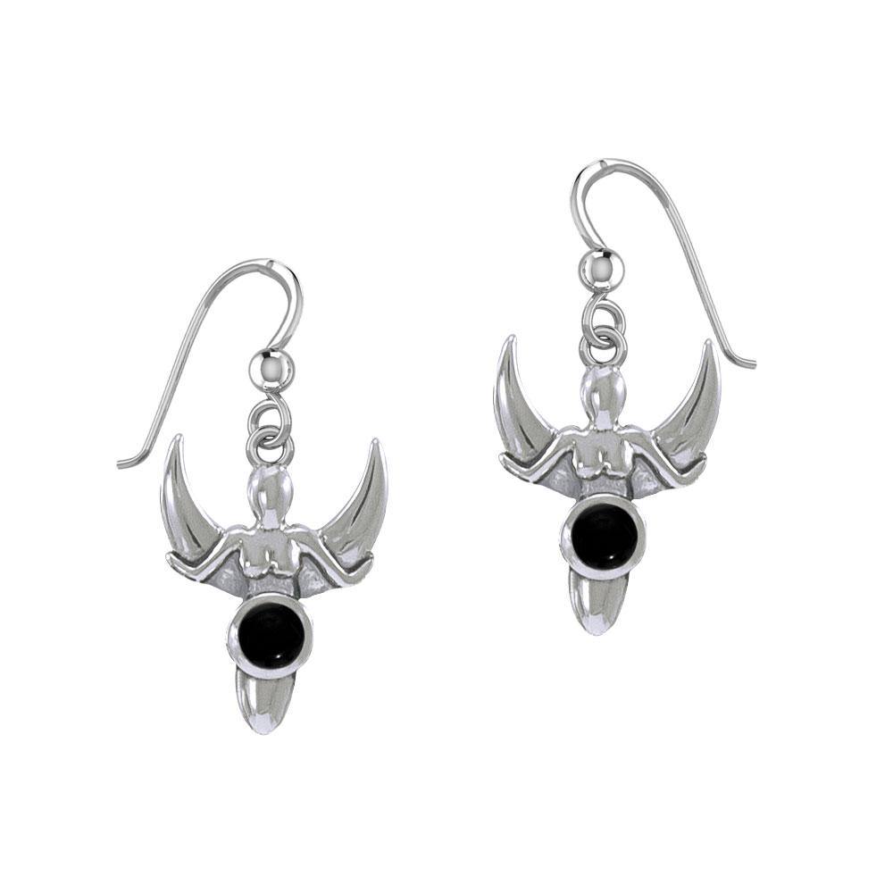 Goddess with Crescent Moon Silver Earrings with Gemstone TER1829 - Jewelry