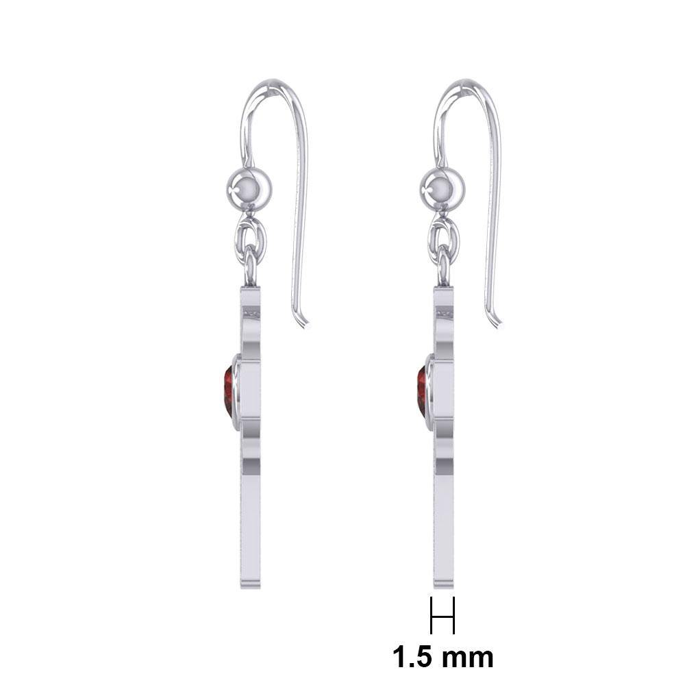 Celtic Cross Silver Earrings with Heart Gemstone TER1833 - Jewelry