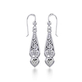 Celtic Knotwork Silver Shamrock Earrings with Heart Gemstone TER1834 - Jewelry