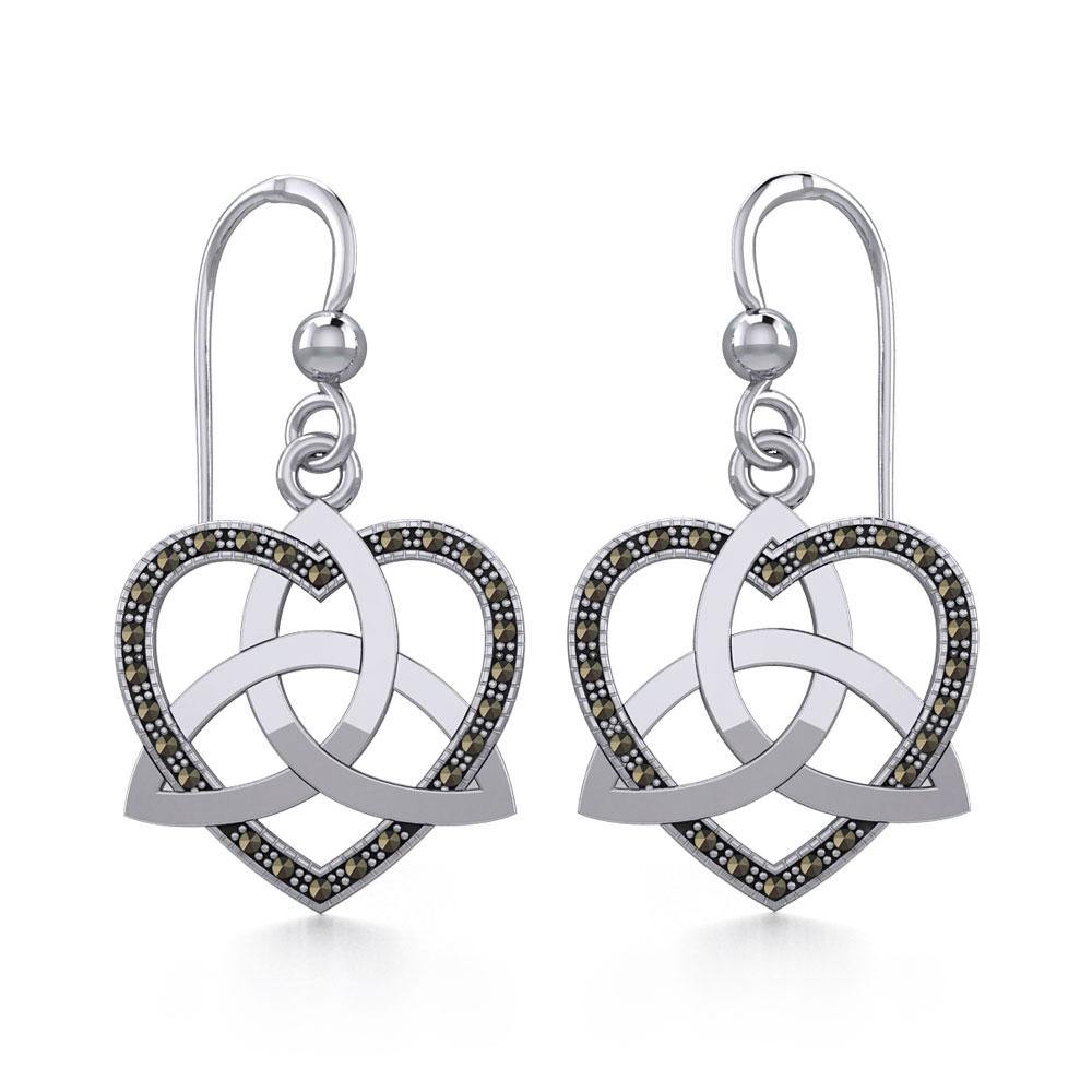 Trinity in Marcasite Heart Silver Earrings TER1840 - Jewelry
