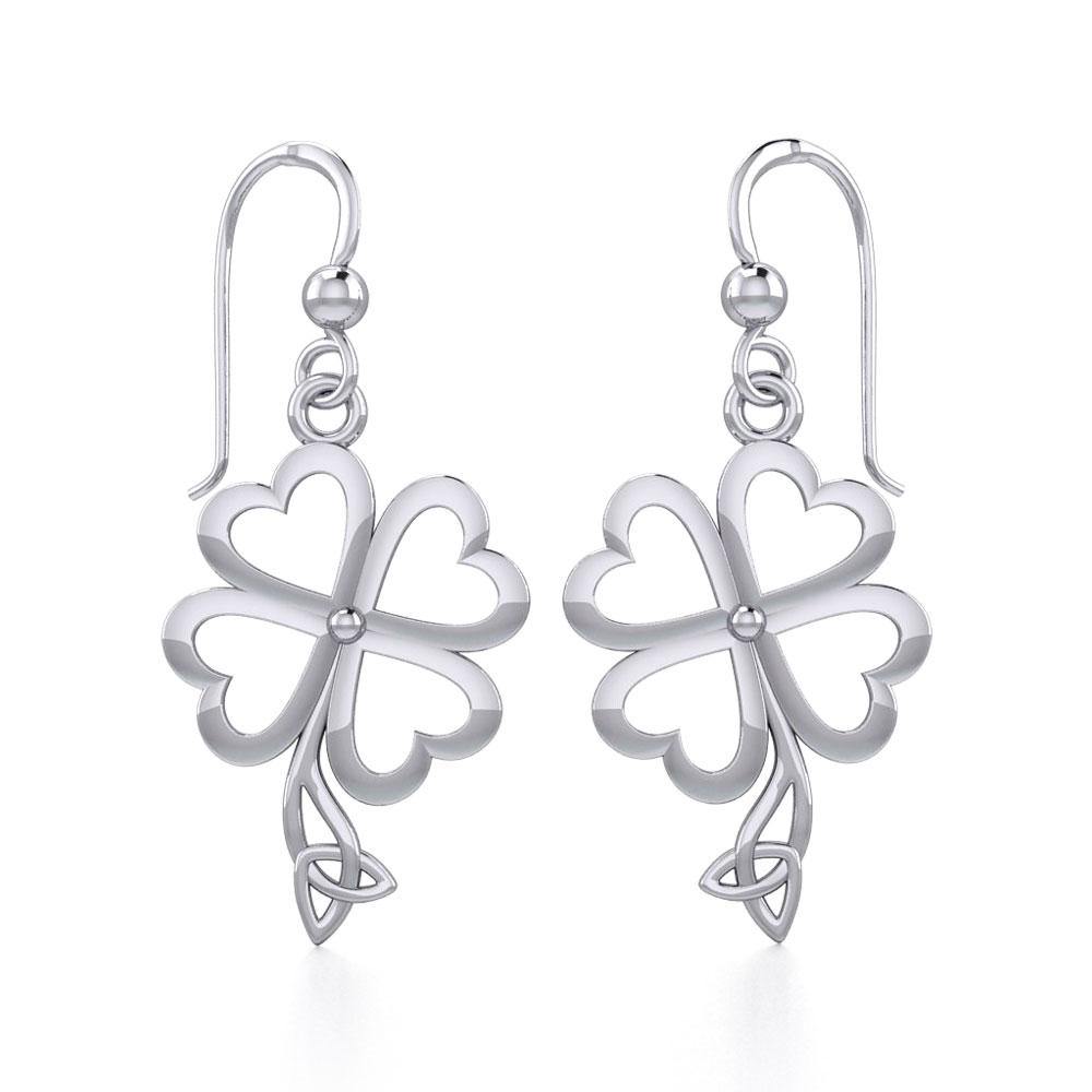 Four Leaf Clover with Trinity Knot Silver Earrings TER1848 - Jewelry