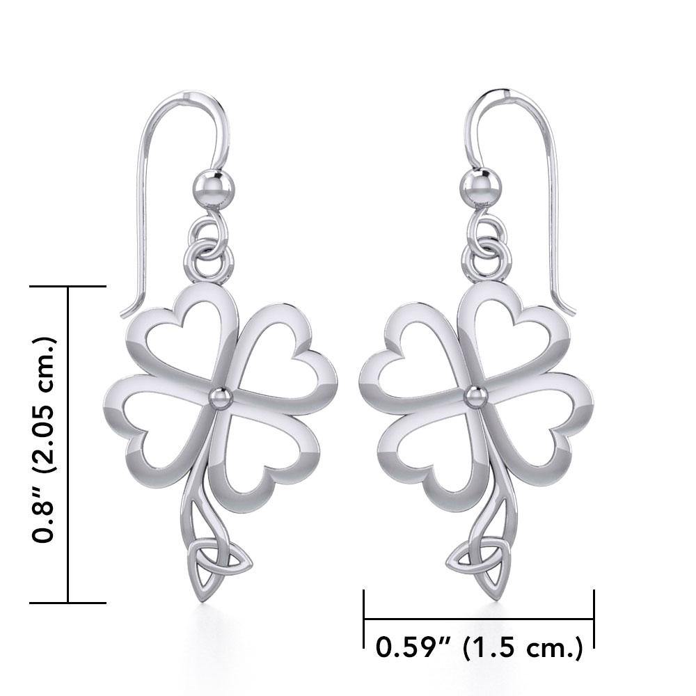 Four Leaf Clover with Trinity Knot Silver Earrings TER1848 - Jewelry