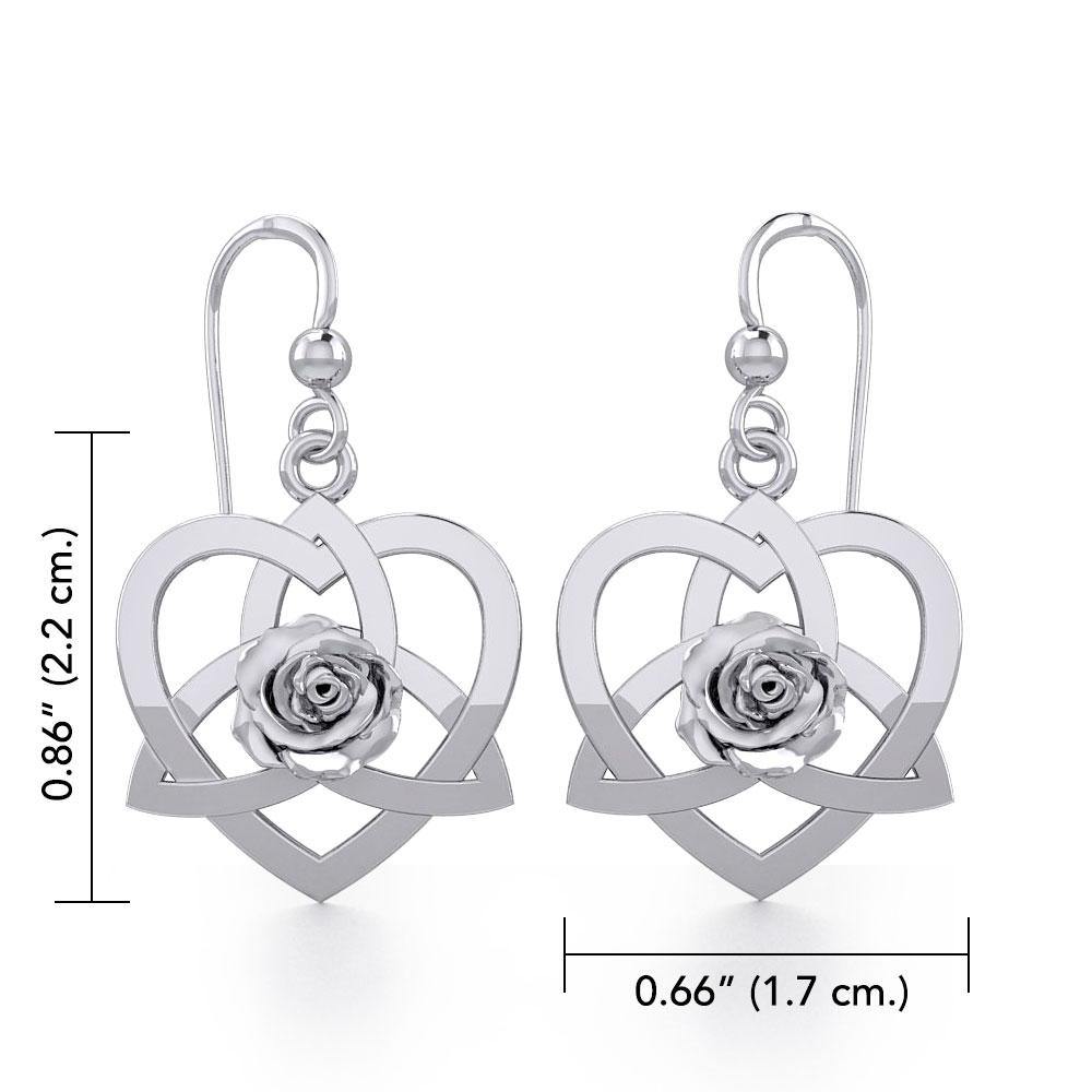 Trinity in Heart with Rose Silver Earrings TER1850 - Jewelry