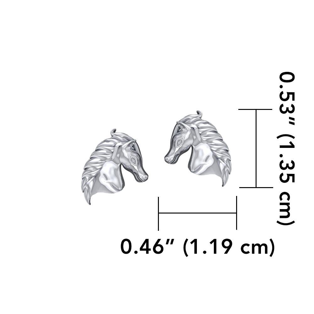 Equestrian Horse Silver Post Earrings TER1872 - Jewelry