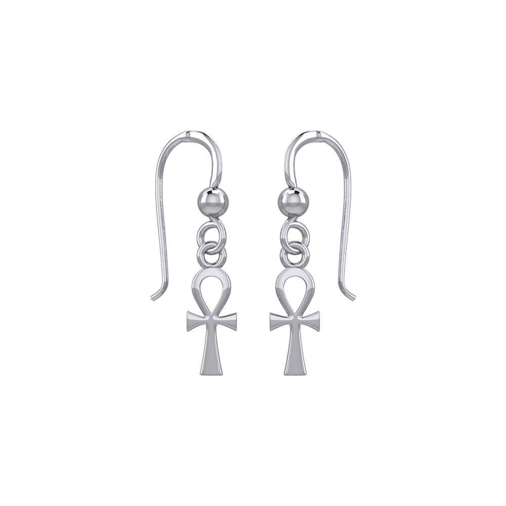 Egyptian Small Ankh Silver Earrings TER1891 - Jewelry